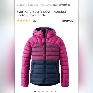 LL BEAN DOWN HOODED JACKETLL BEAN DOWN HOODED JACKET